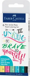 Faber-Castell 267116 Pitt Artist Pen Hand Lettering 6 Stück, Pastell-Set
